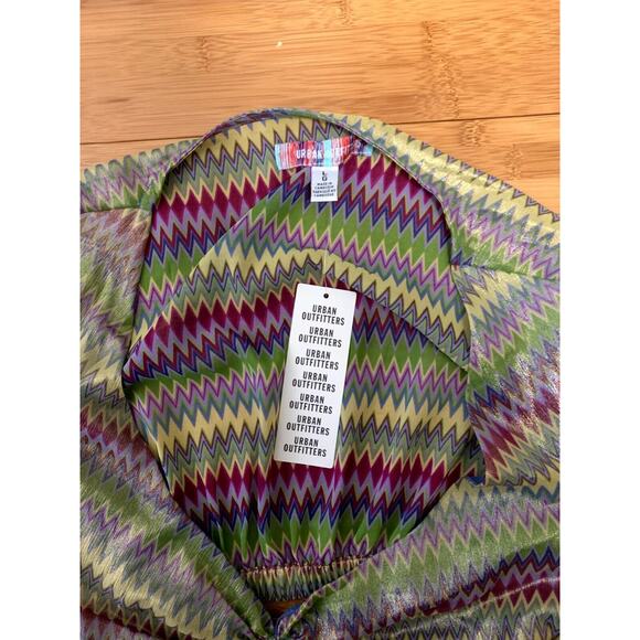 Urban Outfitters New Kary Keyhole Tie-Back Top Blouse Sz Large Multicolor Women - Picture 4 of 5